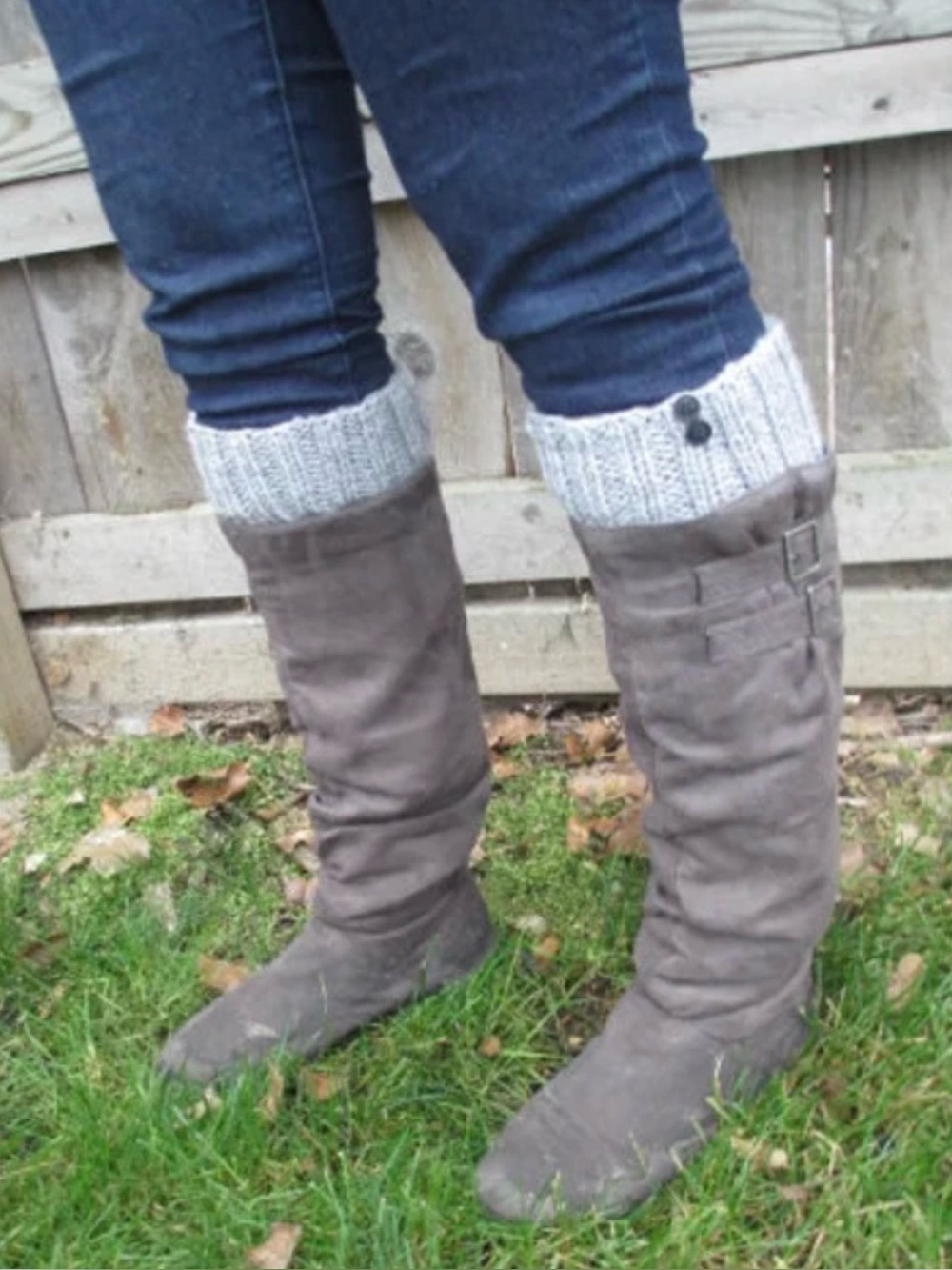 Grey Leg Warmers Boot Cuff Knit Toppers